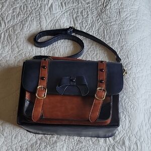 Elegant Navy and Brown Women's Bag